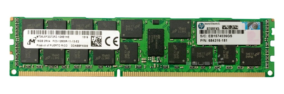 Pamięć RAM 1x 16GB Micron ECC REGISTERED DDR3  1600MHz PC3-12800 RDIMM | MT36JSF2G72PZ-1G6#