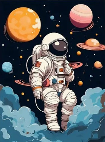 Diamentowa Mozaika Astronauta W Kosmosie 30x40