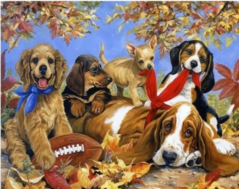 Diamentowa Mozaika 80x40 Psy Na Boisku