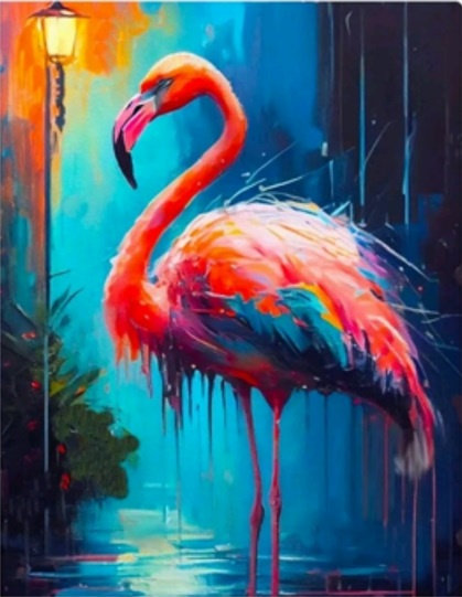 Diamentowa Mozaika Flaming I Lampa Kolorowy 30x40