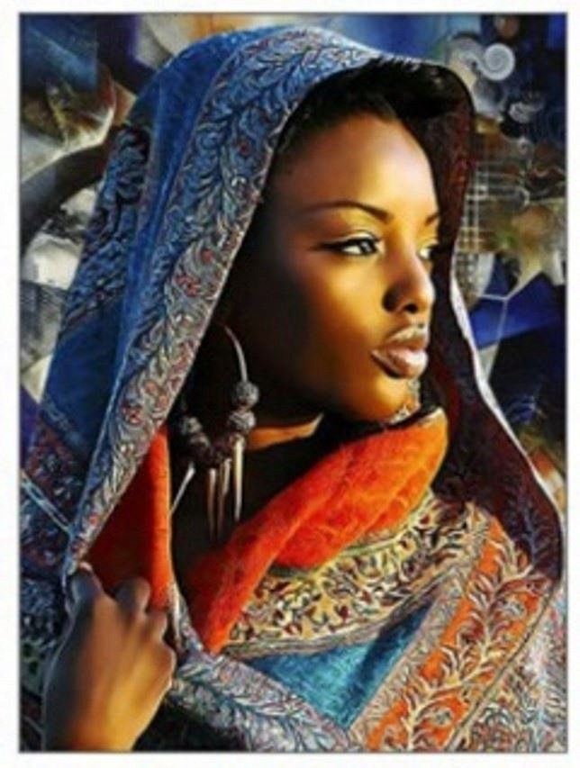 Diamentowa Mozaika Kobieta Czarnoskóra W Chustach 30x40