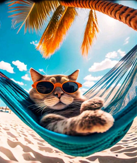Diamentowa Mozaika Kot W Hamaku Na Wakacjach 30x40