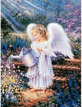 Diamentowa Mozaika  Aniołek Z Konewką 30x40