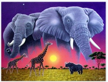 Diamentowa Mozaika Słonie Na Sawannie  30x40