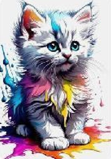 Diamentowa Mozaika Kotek Biały W Farbach 30x40