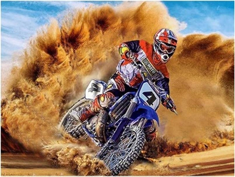 Diamentowa Mozaika Motor Motocross W Piachu 30x40