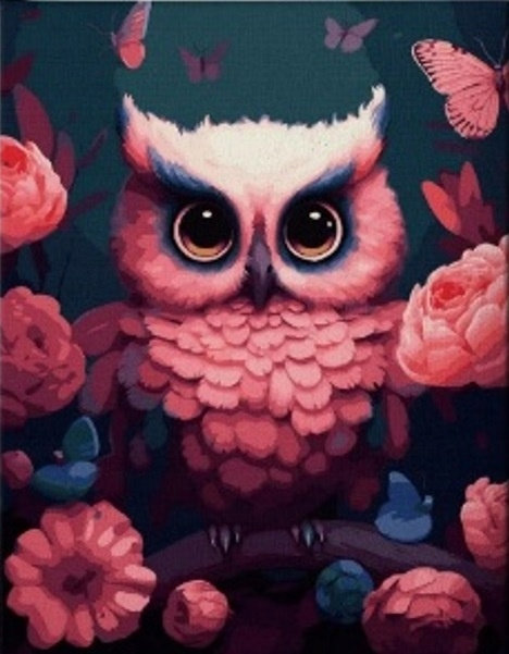 Diamentowa Mozaika Sowa Różowa 30x40