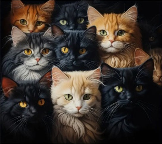 Diamentowa Mozaika Koty Koci Portret Rodzinny 30x40