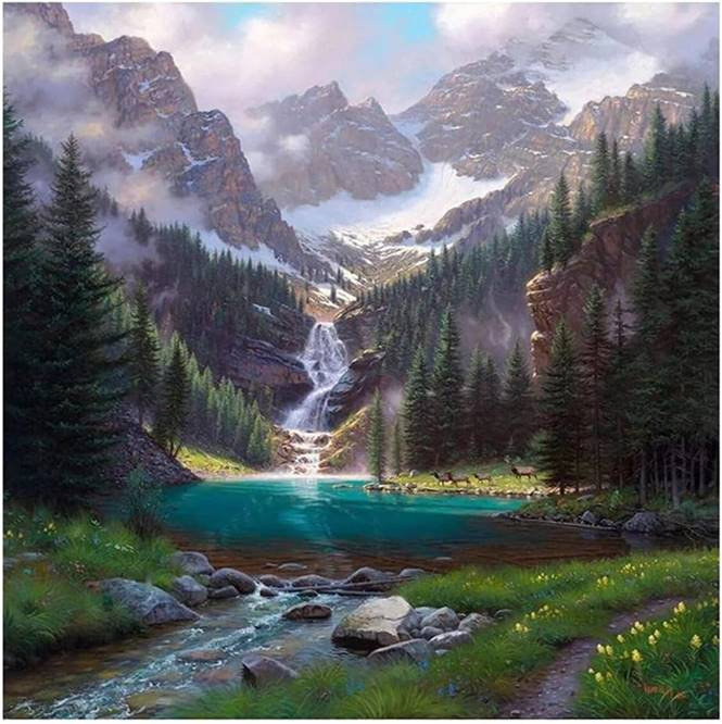 Diamentowa Mozaika Potok W Górach 30x40