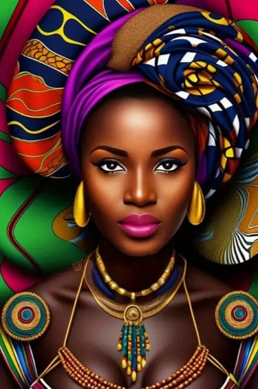 Diamentowa Mozaika Kobieta Portret Afrykanki 30x40