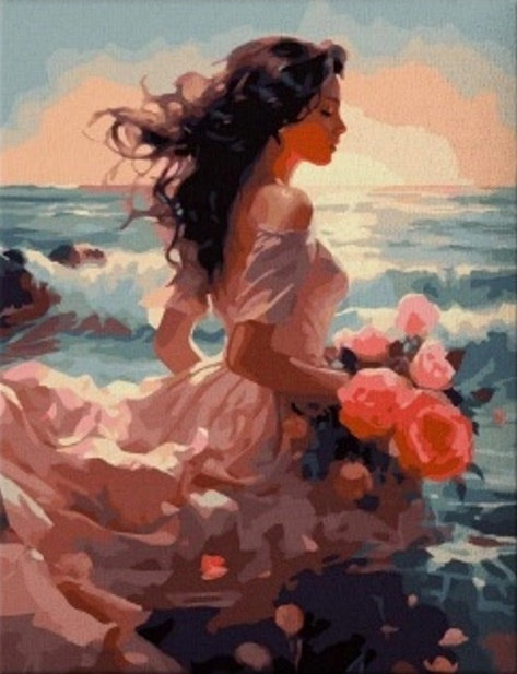 Diamentowa Mozaika Kobieta Na Wybrzeżu 30x40