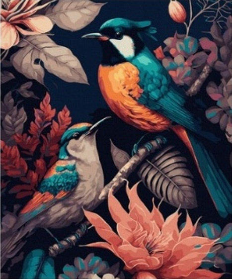 Diamentowa Mozaika Ptaki W Rajskim Ogrodzie 30x40
