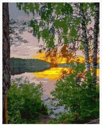 Diamentowa Mozaika Zachód Nad Jeziorem  30x40