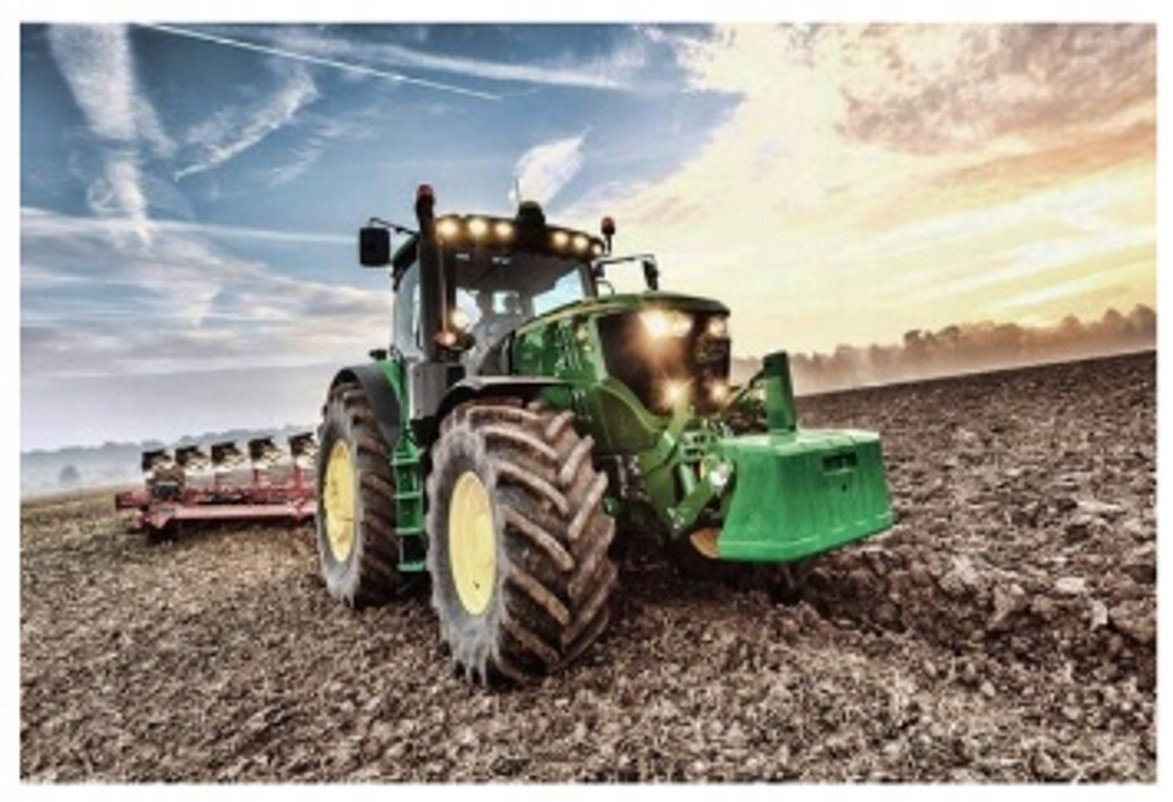 Diamentowa Mozaika Traktor Zielony Na Polu Z Bronami 30x40