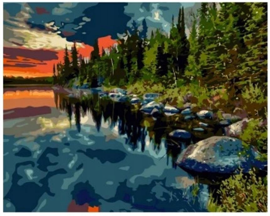 Diamentowa Mozaika Jezioro I Las 30x40