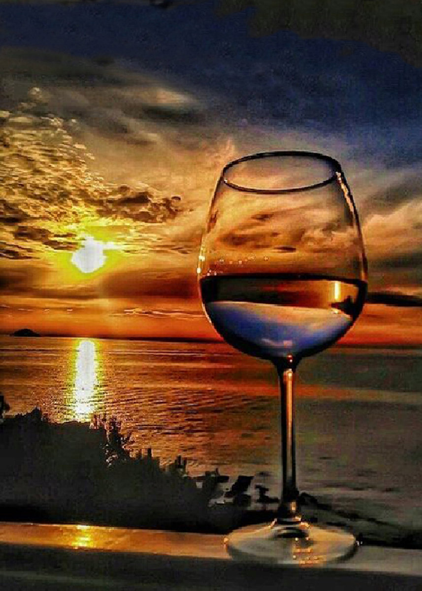 Diamentowa mozaika Kieliszek na wybrzeżu, zachód słońca 30x40cm 1007416 Norimpex