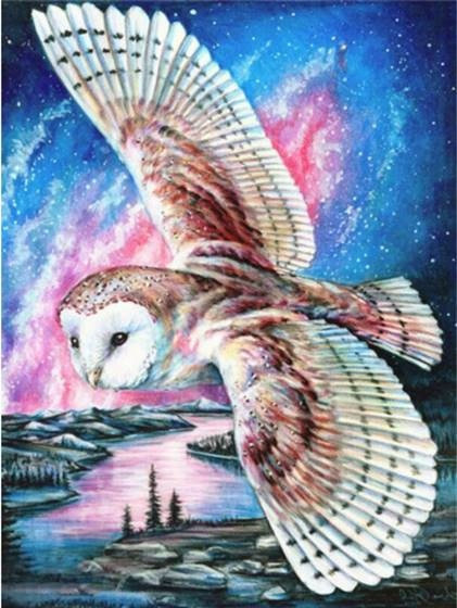 Diamentowa Mozaika Sowi Lot 30x40