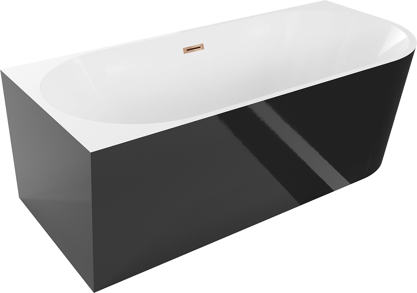 Mexen Mia wanna wolnostojąca narożna lewa 160 x 75 cm, biała/czarna, przelew różowe złoto - 52691607575L-60