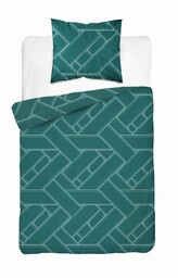 Detexpol Pościel satynowa 140x200 turkusowa geometria 4911 A z jedną poszewką Home Satin 80