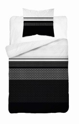 Detexpol Pościel satynowa 140x200 biała czarna geometria 4917 A z jedną poszewką Home Satin 80
