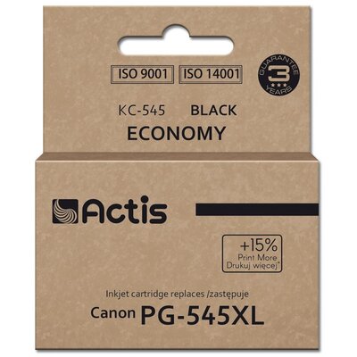 Tusz Actis KC-545 do drukarki Canon, zamiennik Canon PG-545XL; Supreme; 15 ml; 207 stron; czarny. Drukuje więcej o 15% względem OEM.