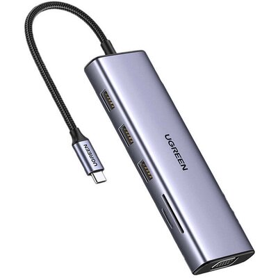 Adapter 10w1 UGREEN CM498 Hub USB do 3x USB-A 3.0, HDMI, VGA, RJ45, SD/TF, AUX3.5mm, PD Converter