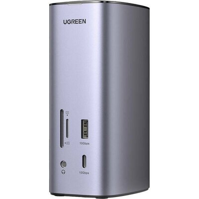 Ugreen wielofunkcyjna stacja dokująca HUB 12w1 USB C USB HDMI DP RJ45 AUX SD TF szara (CM555)