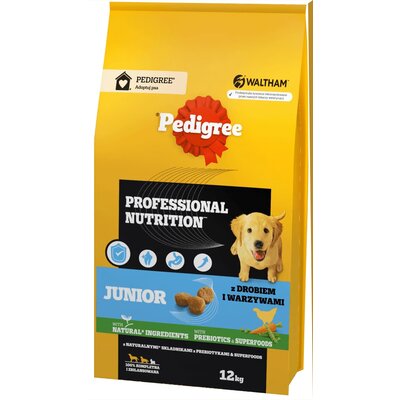 Karma dla psa PEDIGREE Junior Professional Nutrition Drób z warzywami 12 kg