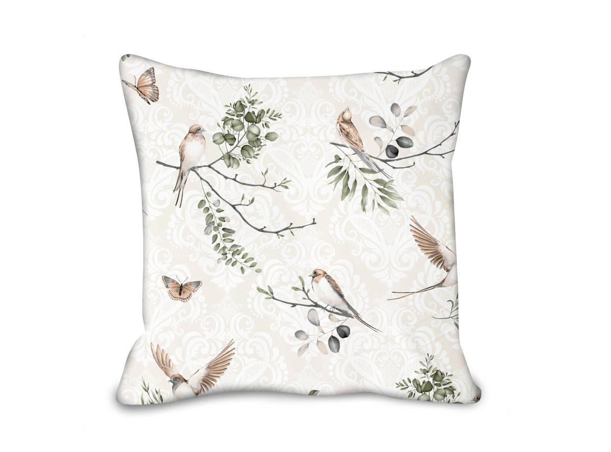Poszewka na suwak JASIEK 40x40cm BAWEŁNA 100% LITTLE BIRDS