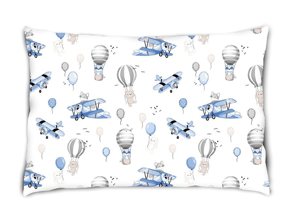 Poszewka na suwak 40x60 cm BAWEŁNA 100% SAMOLOTY BŁĘKIT