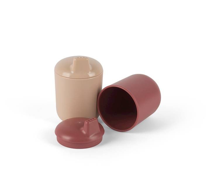 DANTOY TINY BIOBASED KUBEK NIEKAPEK 2 SZT NUDE/RUBY RED