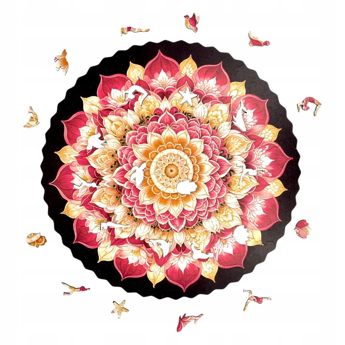 Puzzle Drewniane Premium 3D dla dorosłych Mandala Kwiat Lotosu XL Mruu&Pruu