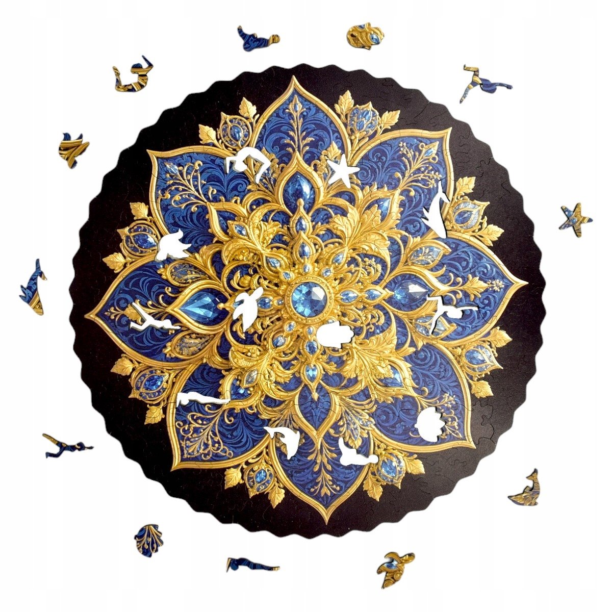 Puzzle Drewniane Premium 3D dla dorosłych Mandala Szafir XL Mruu&Pruu