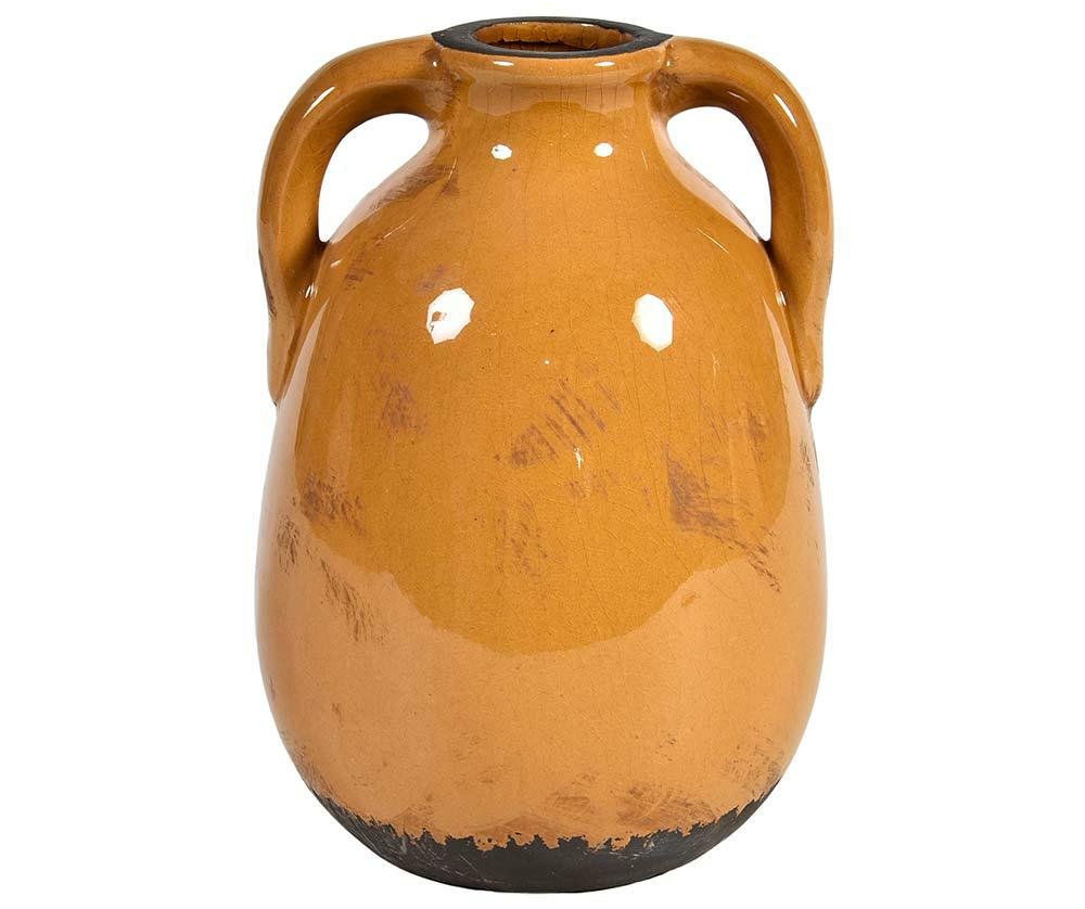 Etno Wazonik ceramiczny, szkliwiony , camelowy, 1a