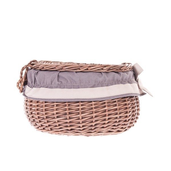 Puzderko szarzone wiklinowy pojemnik okrągła szkatułka obszyta Ø21 H15 cm