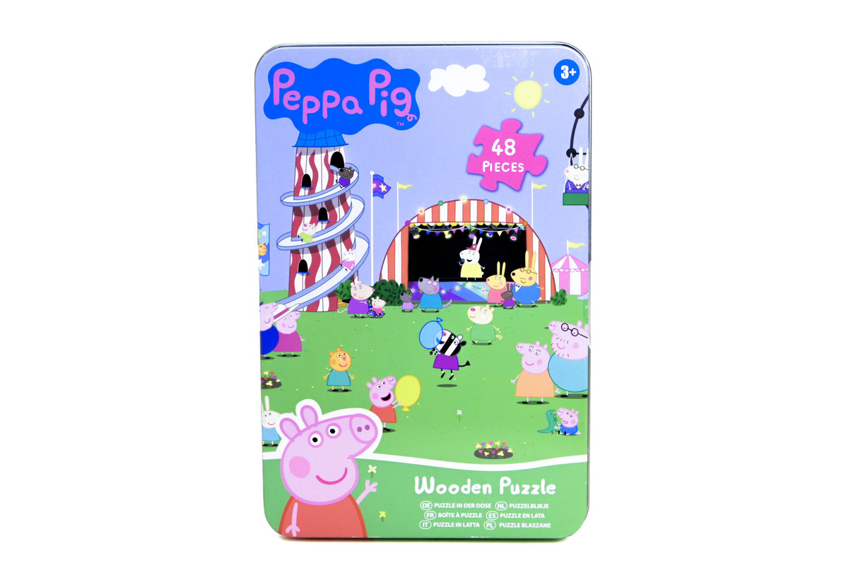 Rms, świnka peppa, puzzle drewniane w puszce, 48 el.