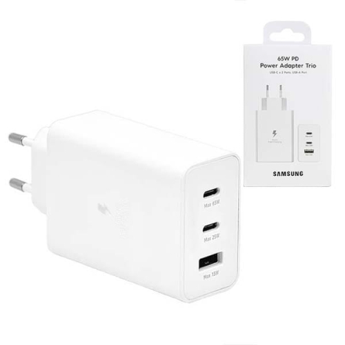 Ładowarka sieciowa PD 2xUSB-C 1xUSB Samsung EP-T6530 65W Biała BOX