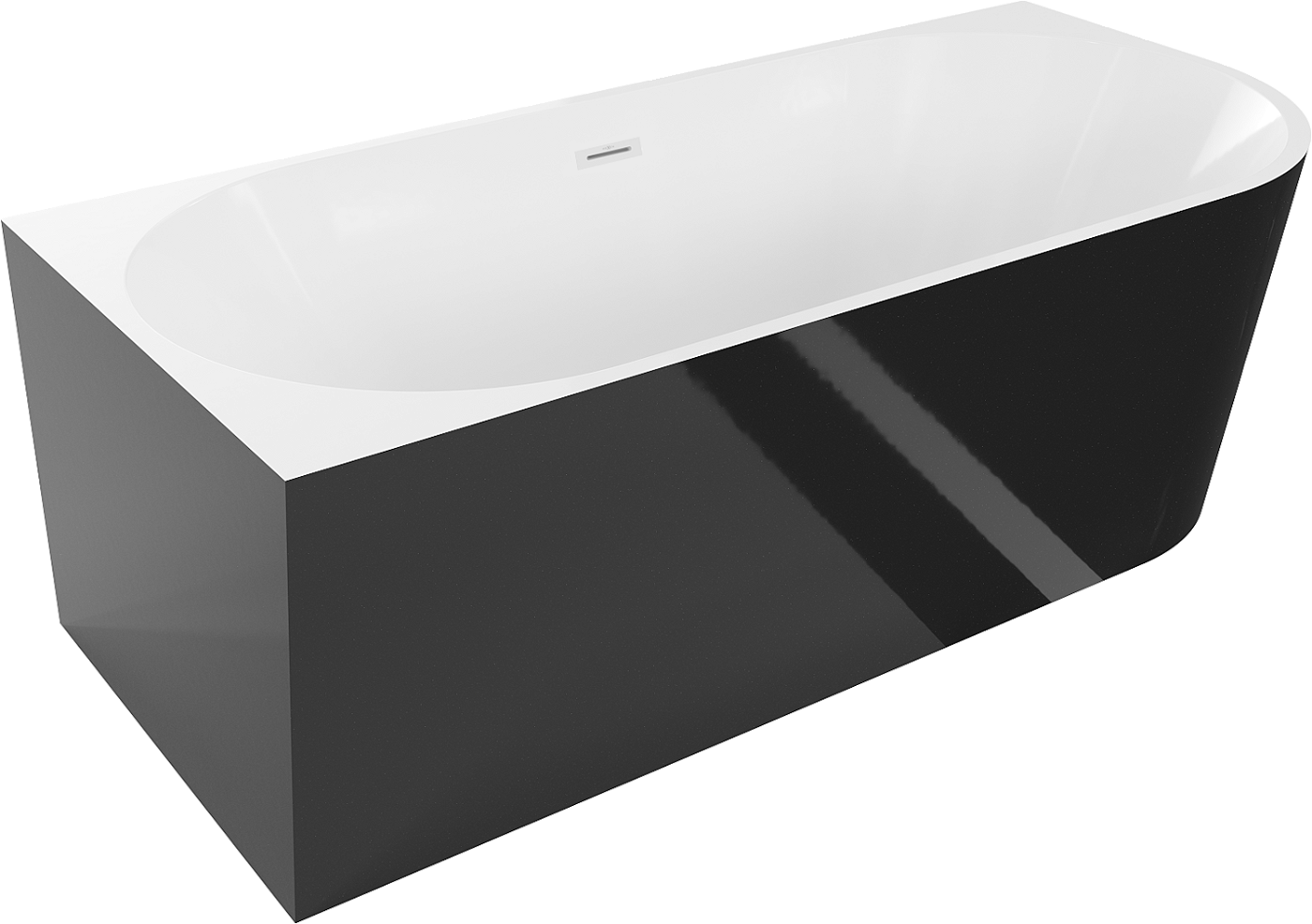 Mexen Mia wanna wolnostojąca narożna lewa 170 x 80 cm, biała/czarna, przelew biały - 52691708075L-20