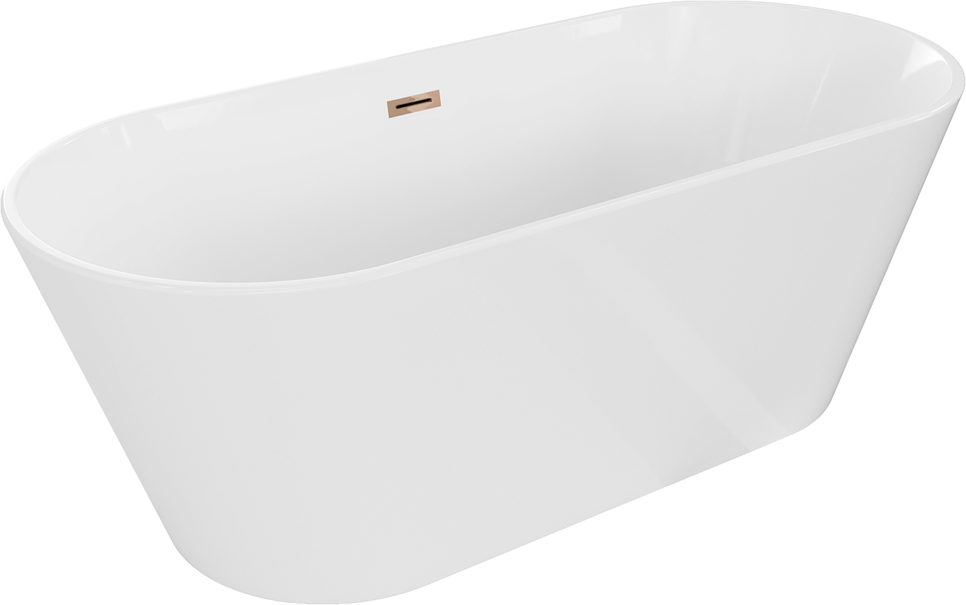 Mexen Flavia wanna wolnostojąca 150 x 75 cm, biała, przelew różowe złoto - 54031507500-60