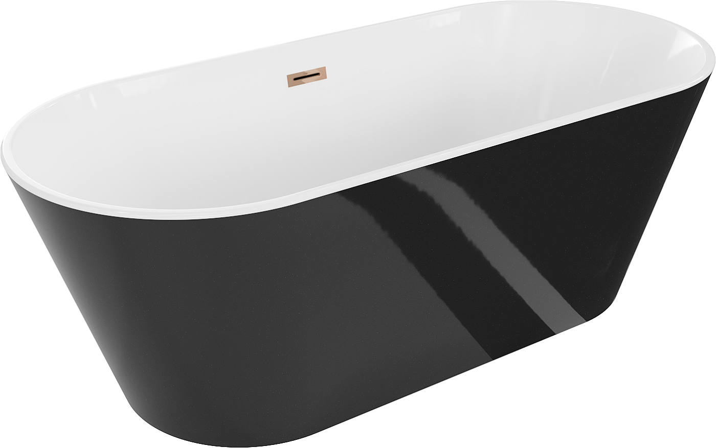 Mexen Flavia wanna wolnostojąca 150 x 75 cm, biała/czarna, przelew różowe złoto - 54031507575-60