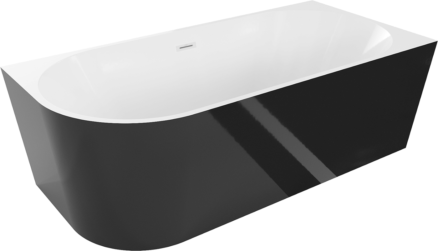 Mexen Mia wanna wolnostojąca narożna prawa 180 x 80 cm, biała/czarna, przelew biały - 52691808075P-20