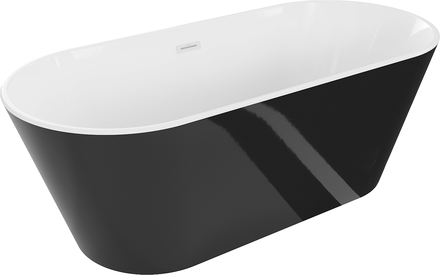 Mexen Flavia wanna wolnostojąca 160 x 75 cm, biała/czarna, przelew biały - 54031608075-20