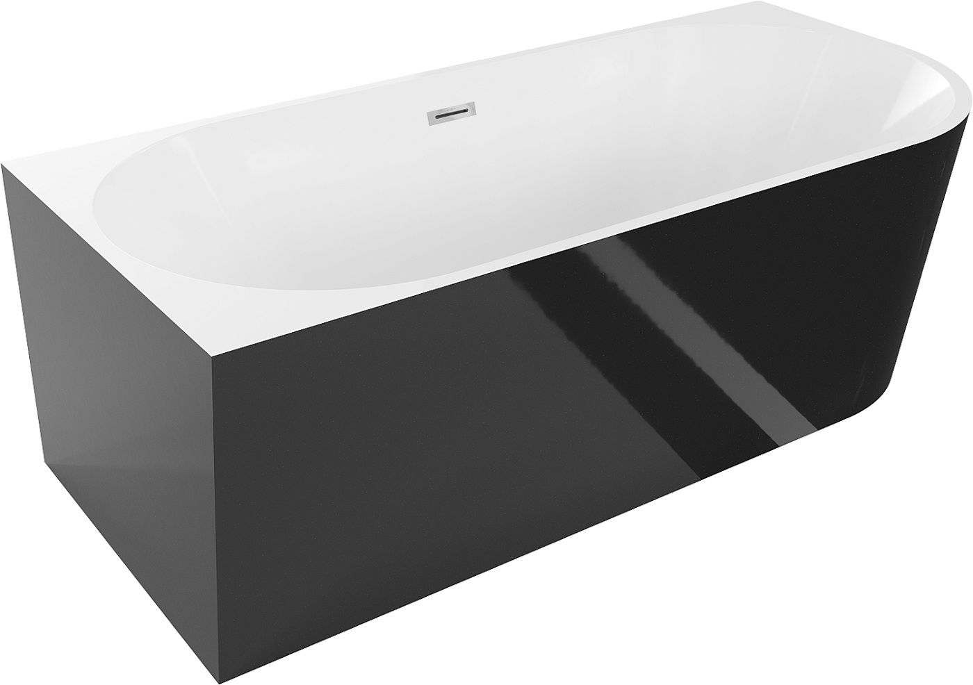 Mexen Mia wanna wolnostojąca narożna lewa 180 x 80 cm, biała/czarna, przelew chrom - 52691808075L-01