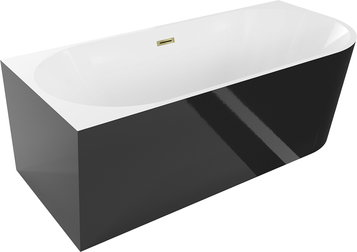 Mexen Mia wanna wolnostojąca narożna lewa 180 x 80 cm, biała/czarna, przelew złoty - 52691808075L-50