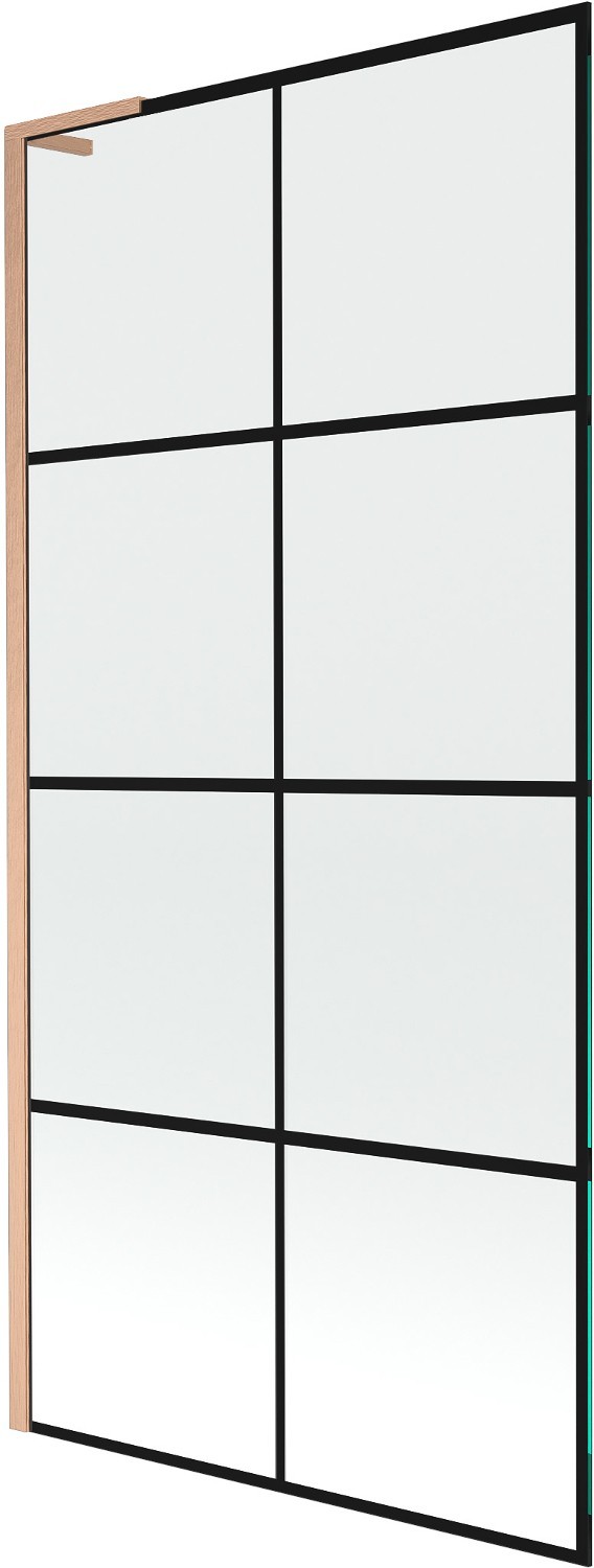 Mexen Next L parawan nawannowy 1-skrzydłowy 90 x 150 cm, czarny wzór, miedź szczotkowana - 895-090-000-03-77-65