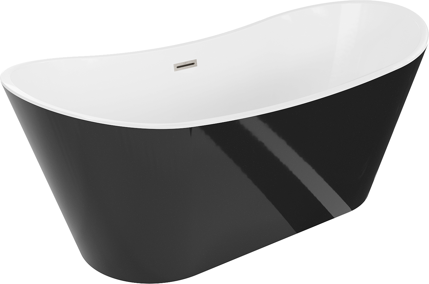 Mexen Montana wanna wolnostojąca 150 x 75 cm, biała/czarna, przelew nikiel szczotkowany - 52011507575-97
