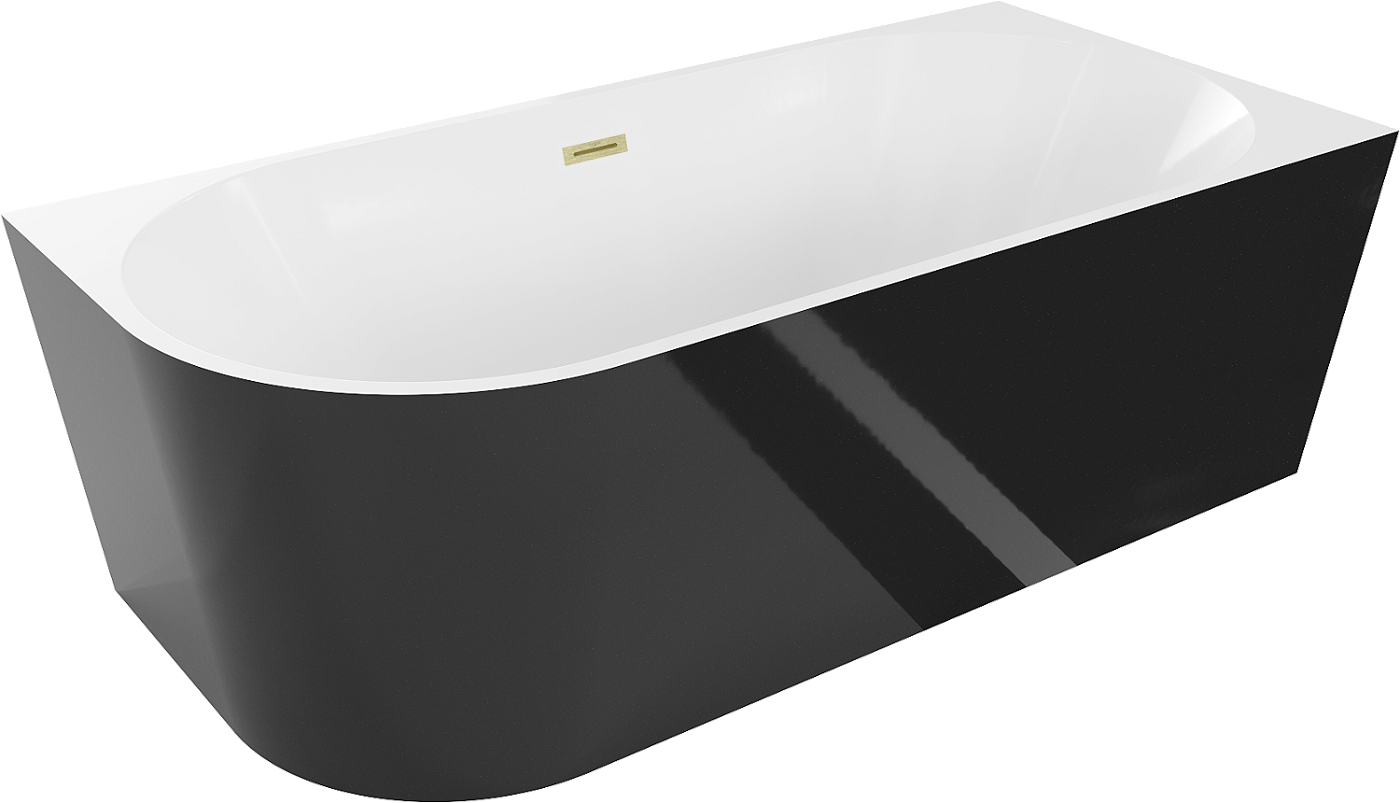 Mexen Mia wanna wolnostojąca narożna prawa 170 x 80 cm, biała/czarna, przelew złoty szczotkowany - 52691708075P-55