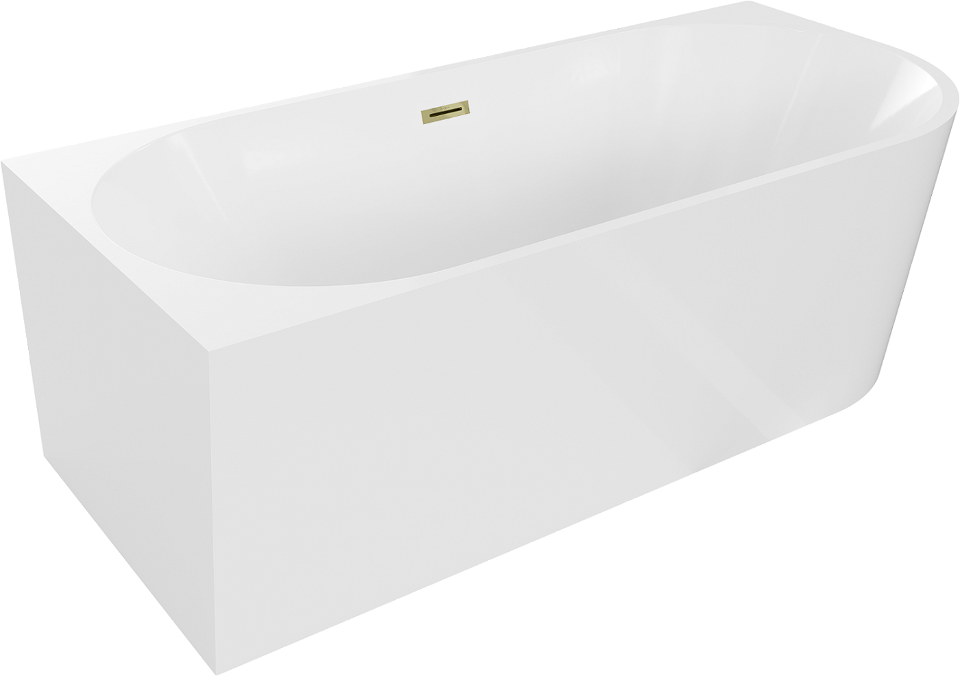 Mexen Mia wanna wolnostojąca narożna lewa 180 x 80 cm, biała, przelew złoty - 52691808000L-50