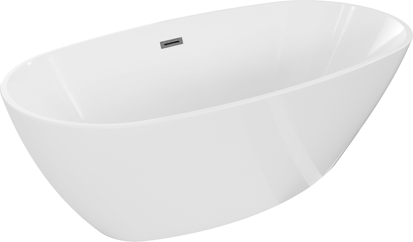 Mexen Eris wanna wolnostojąca 180 x 80 cm, biała, przelew gun gray szczotkowany - 53441808000-66