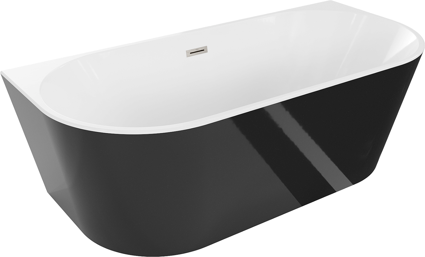 Mexen Oval wanna wolnostojąca przyścienna 170 x 80 cm, biała/czarna, przelew nikiel szczotkowany - 52671708075-97